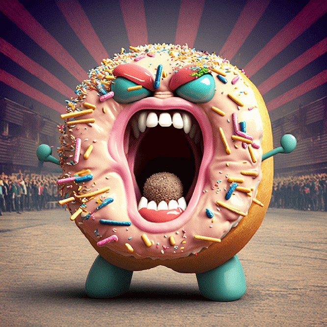 Angry doughnut at a concert