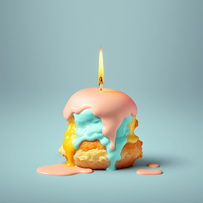 Melted candle looks like a fried chicken burger in pastel colours